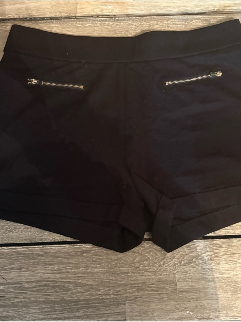 Ci Sono Black High-Waist Zip Pocket Stretch Shorts